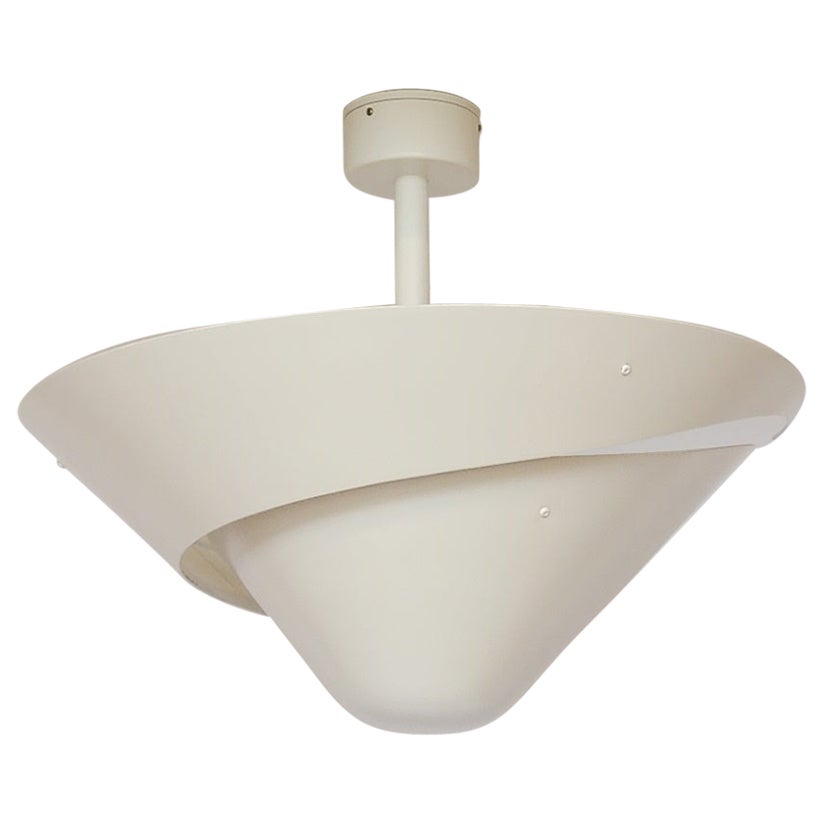 Serge Mouille - Small Snail Ceiling Lamp in White - IN STOCK! For Sale