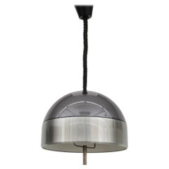 Colgante de cúpula de la Era Espacial de mediados de siglo Mod. de los 70 con pantalla de plexiglás ahumado