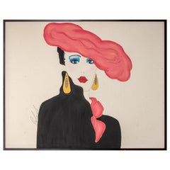 Vintage Julie A, Signed 1980s Acrylic on Canvas