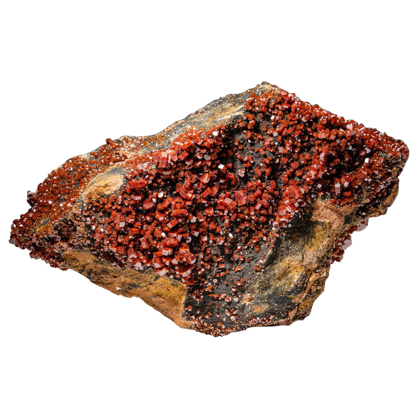 Vanadinit-Kristallcluster auf Matrix aus Mibladen, Atlasgebirge, Khénifra Pr
