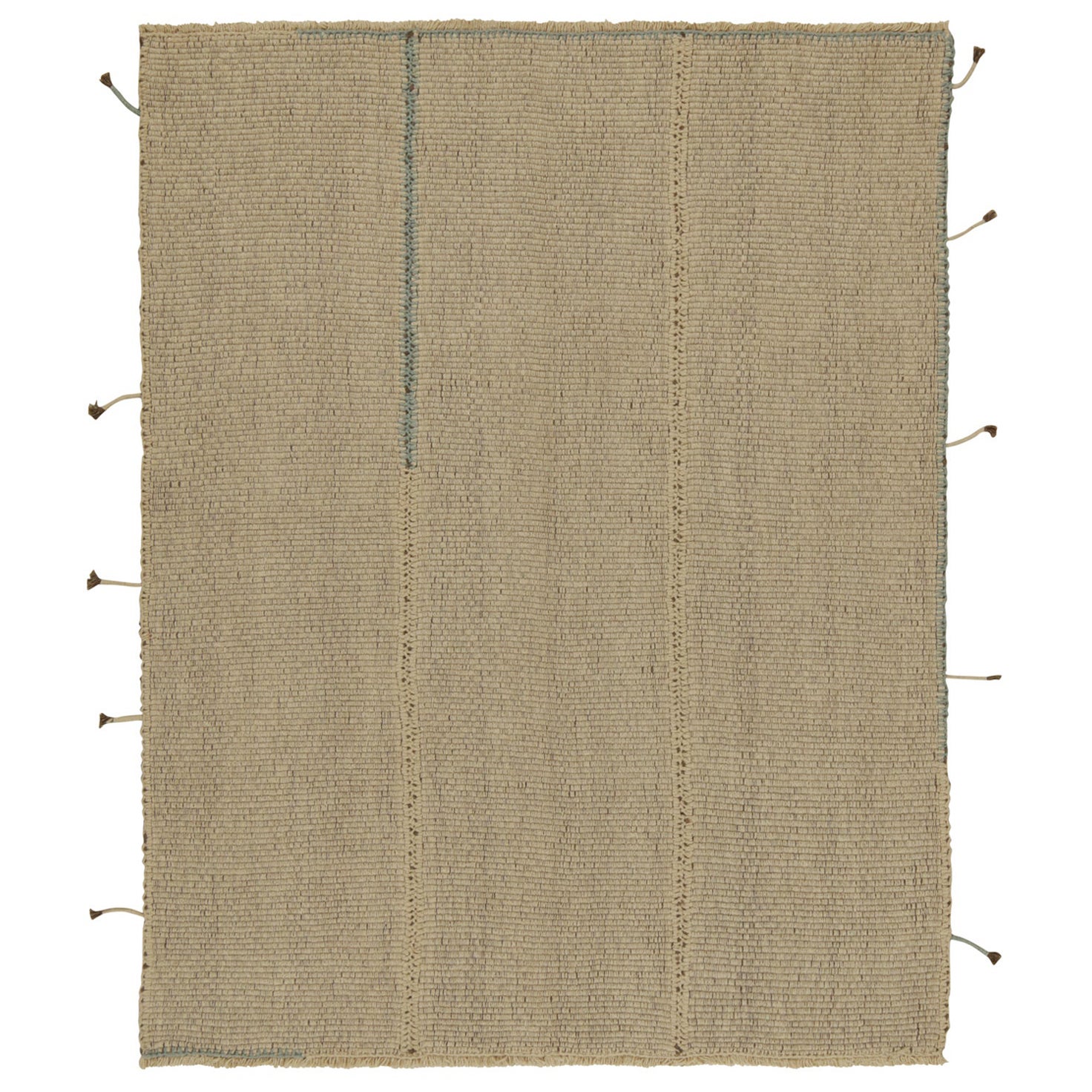 Rug & Kilim’s Contemporary Kilim in Beige with Blue Accents For Sale