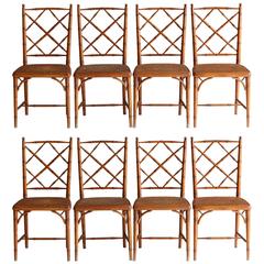 Set of Eight Antique Chinese Chippendale Style Dining Chairs