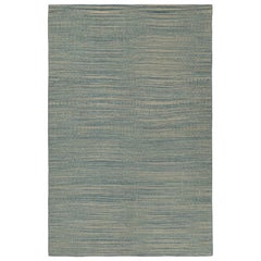 Rug & Kilim’s Contemporary Persian Kilim in Blue and Beige Stripes