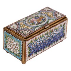 An Vintage 19th C. Italian Micro Mosaic Floral Motif Jewelry Box