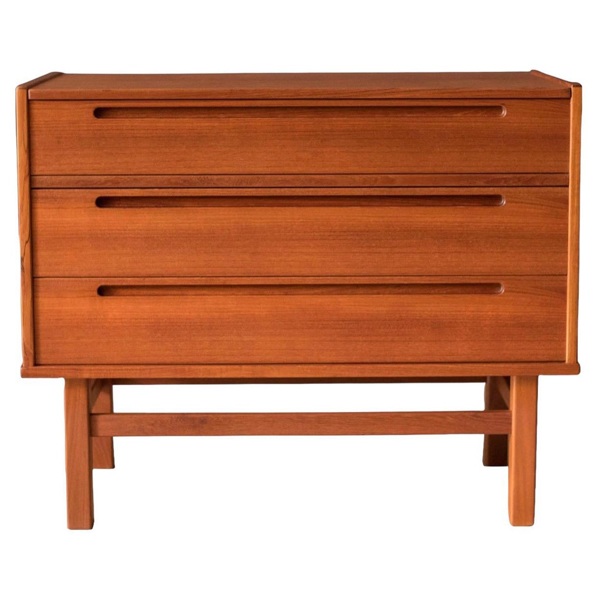 Vintage Danish Mid Century Modern Teak Dresser with VanityMirror By Nils Jansson For Sale