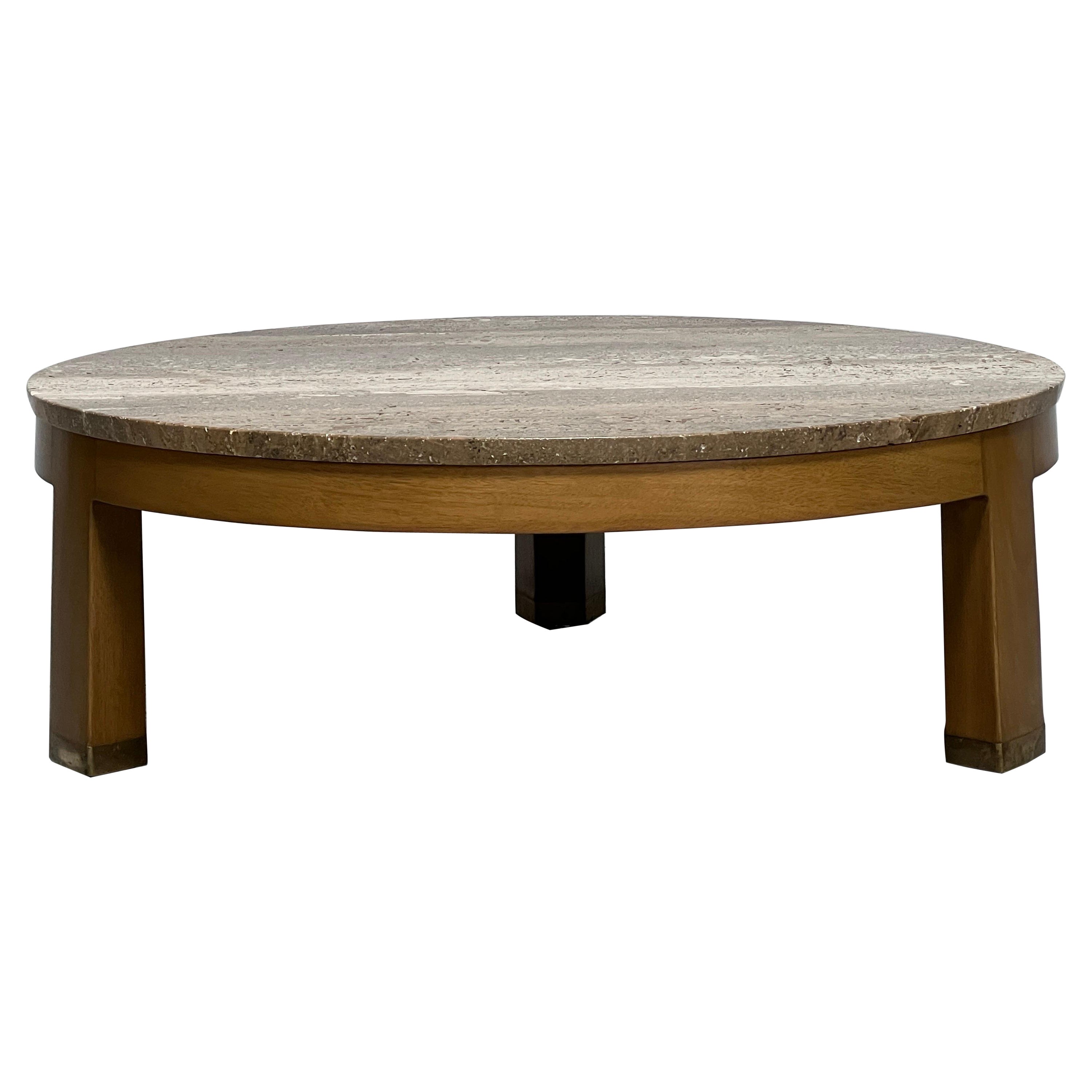 Travertine Coffee Table by Edward Wormley for Dunbar For Sale