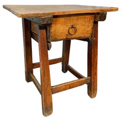 Late 1800s Spanish Walnut One Drawer Side Table