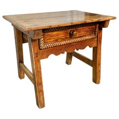 Late 1800s Spanish Oak One Drawer Side Table