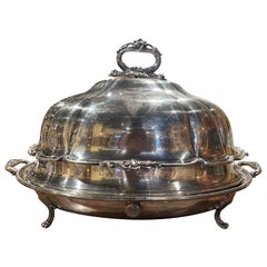 19th Century English Victorian Silver Plated Two-Piece Well Tree and Meat Dome 