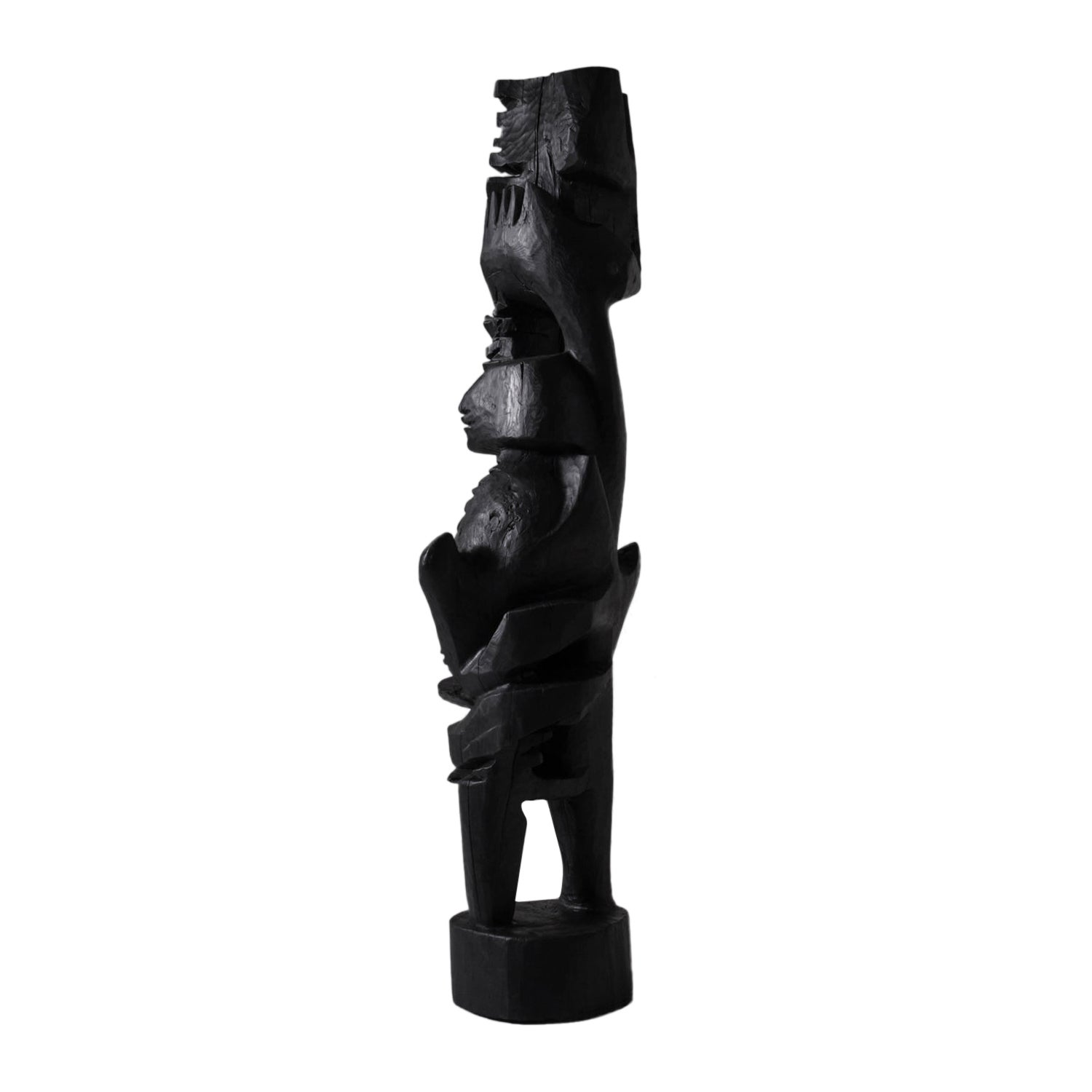 XXL Black stained wooden Sculpture, 1970s For Sale