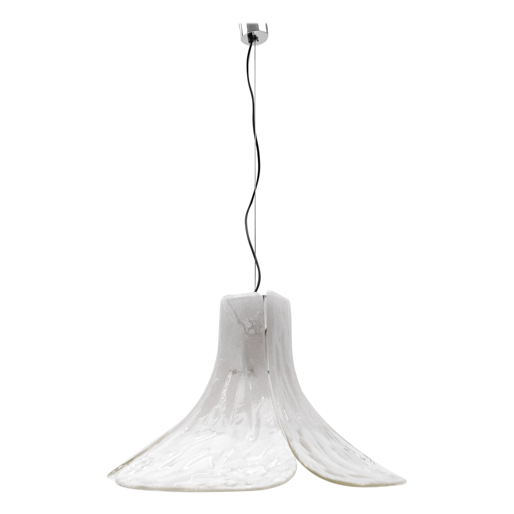 White Mazzega Pendant Lamp by Carlo Nason for J.T. Kalmar in Murano Glass, 1970s For Sale