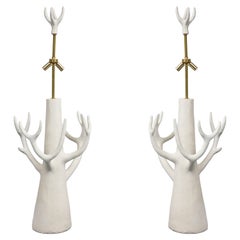 Jacques Darbaud Ceramic Table Lamps "Tree"