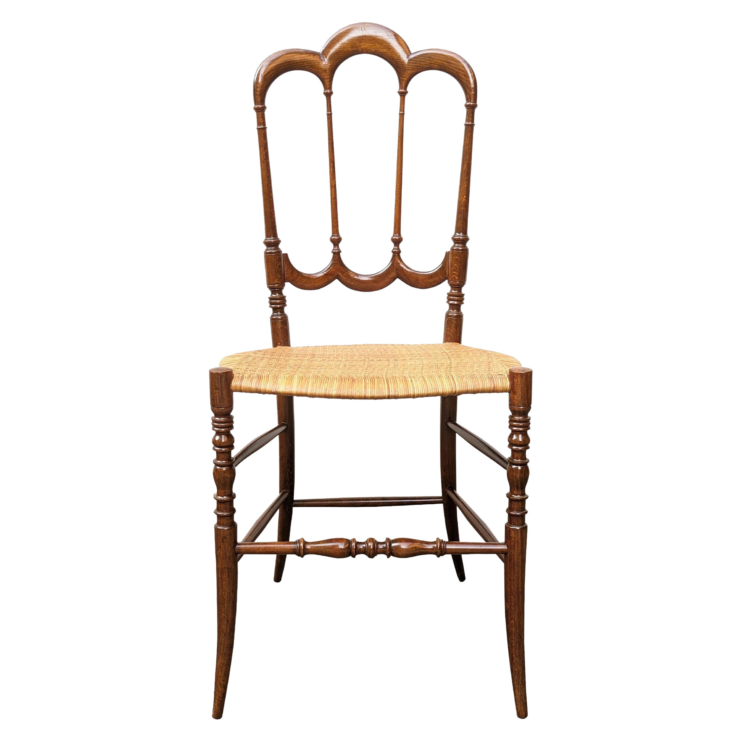 Italian wood & Vienna straw Chiavari chair by Fratelli Levaggi, 1950s