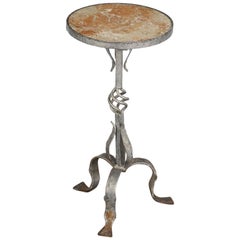 Spanish Martini Tables of Wrought Iron with Round Marble Top 'Sold Individually'