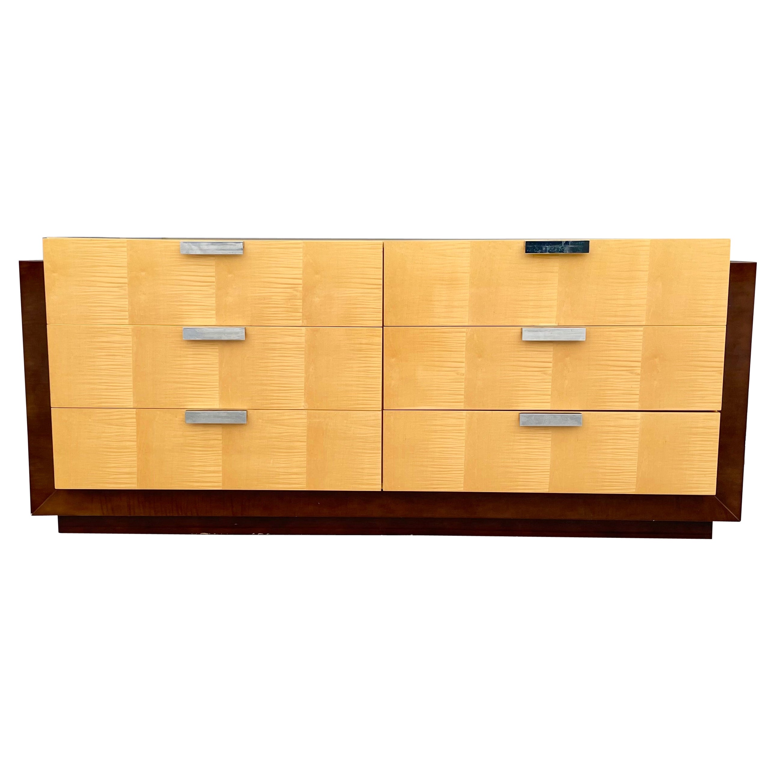 1970s Mid Century Maple & Walnut Dresser