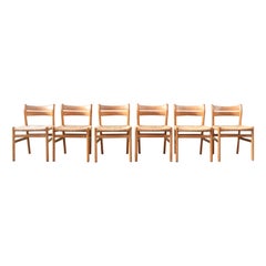 Børge Mogensen Model BM1 Dining Oak Chairs for C.M. Madsens Set of 6