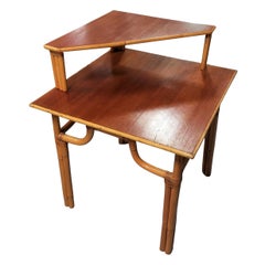 Restored Rattan 2-Tiered Corner Table or Desk