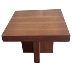 Mid-Century Milo Baughman Style Walnut Cruciform End Tables