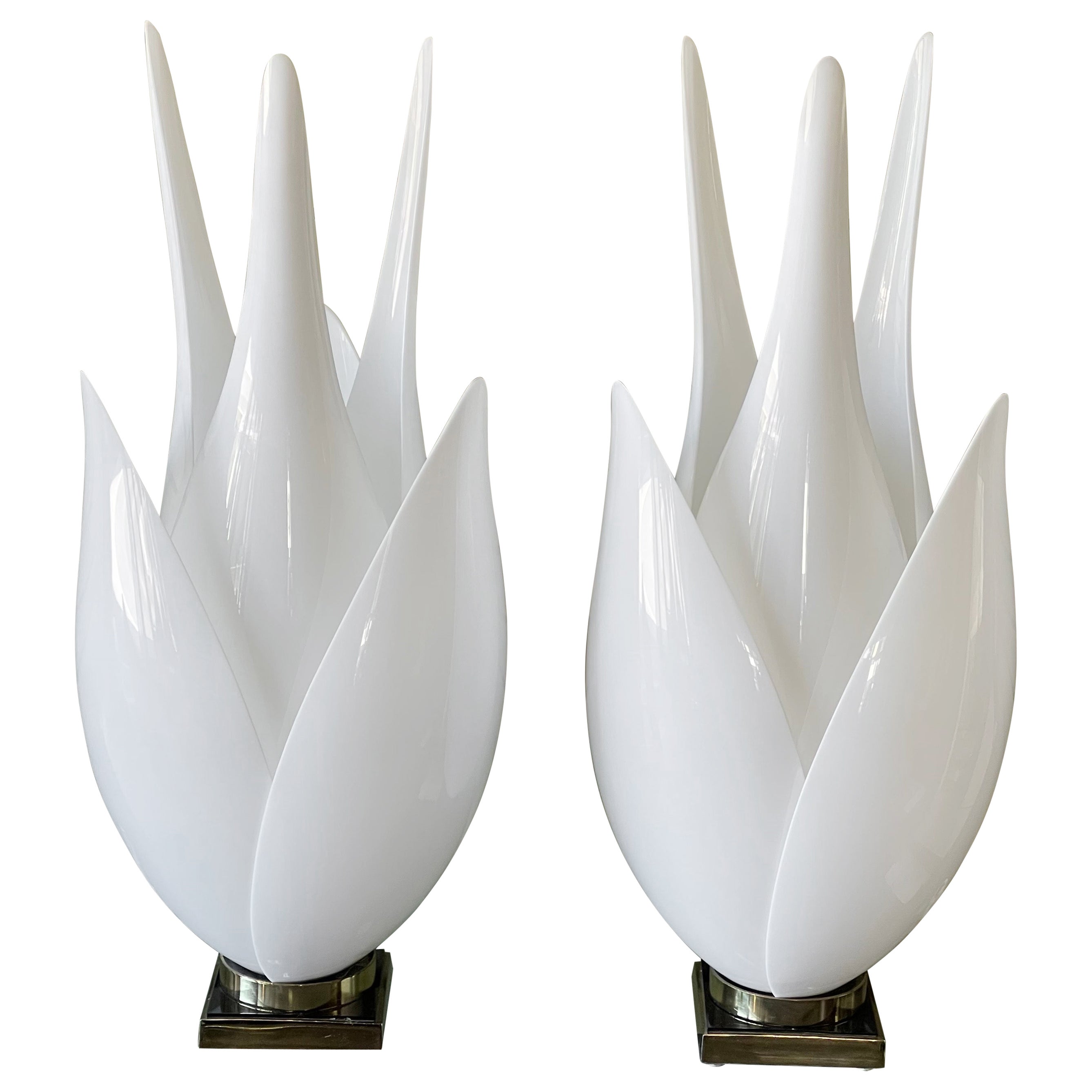 Pair of Vintage Oversized "Tulip" Table Lamps by Roger Rougier