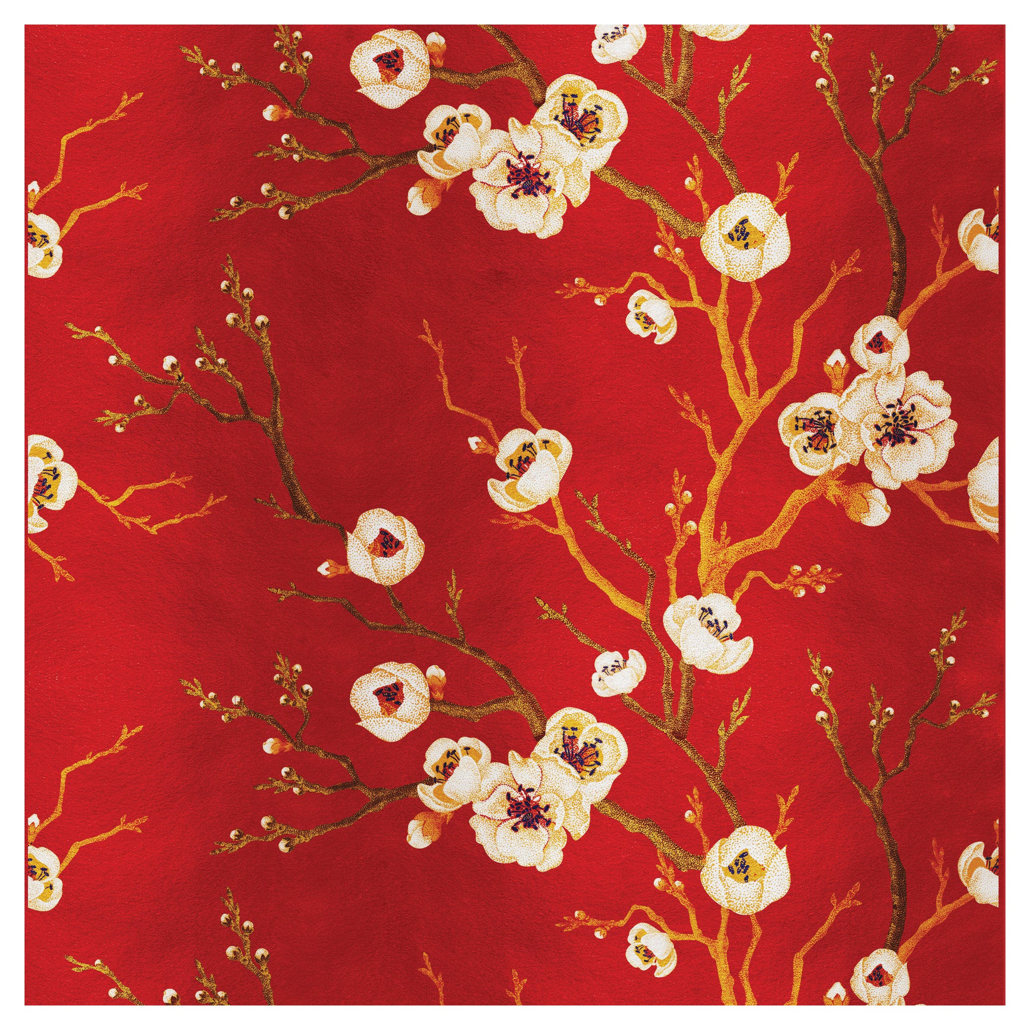 Contemporary Cherry Tree Silk Panel For Sale