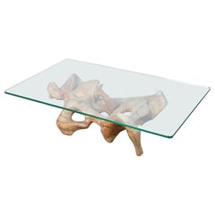 Kamasutra low coffee table, Italian design, made of concrete and crystal. Italy, 1990s