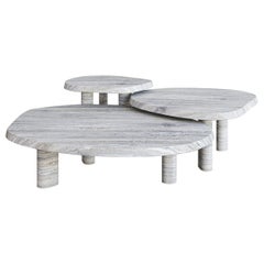 Silver Travertine Large Fiori Nesting Coffee Table by the Essentialist