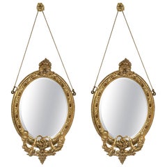 Miroirs avec bougeoirs de style Louis XVI, or doré, bois sculpté, Europe, années 1920