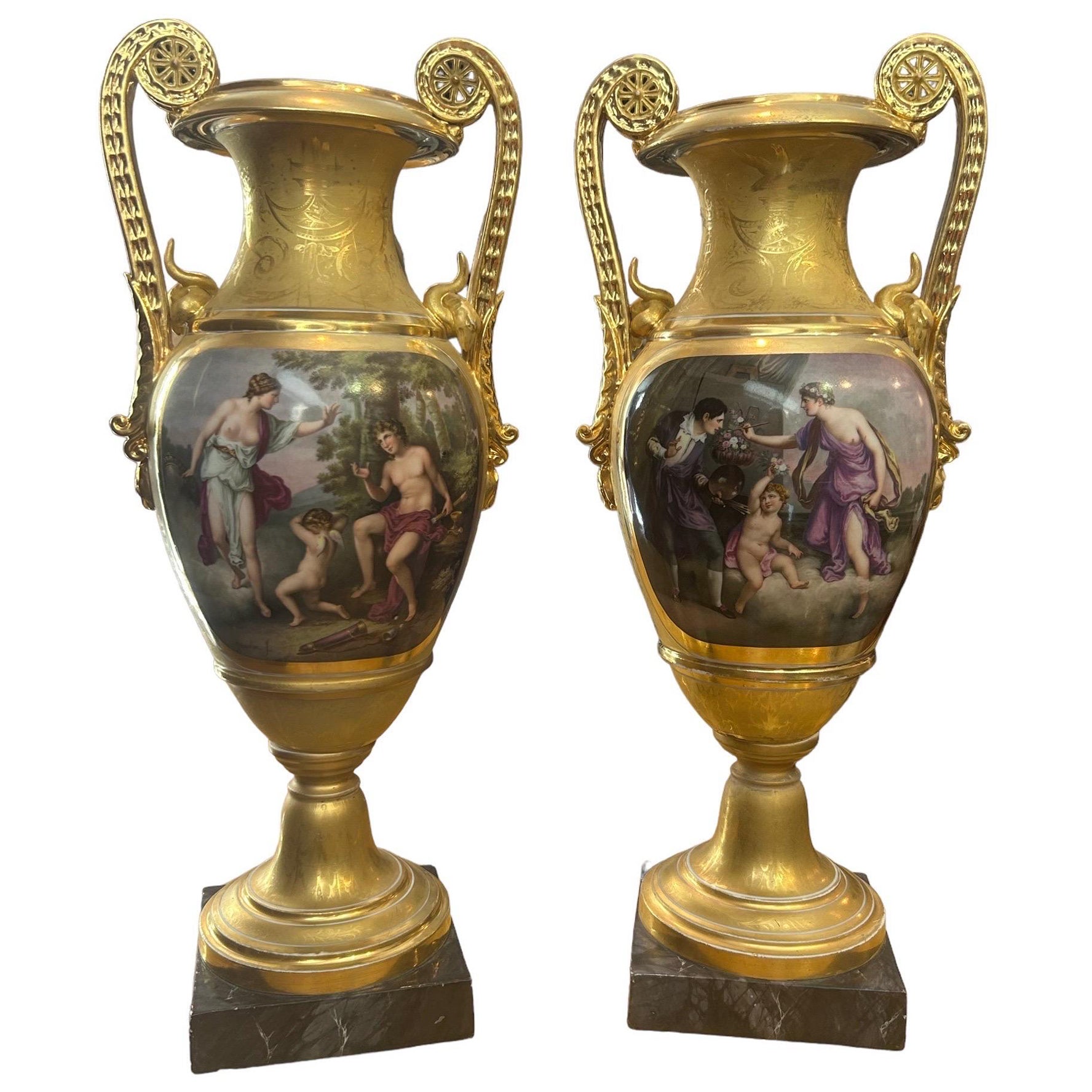 Pair of French Empire period amphorae For Sale