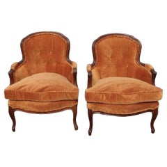 Pair of French Walnut Framed Small Fauteuils