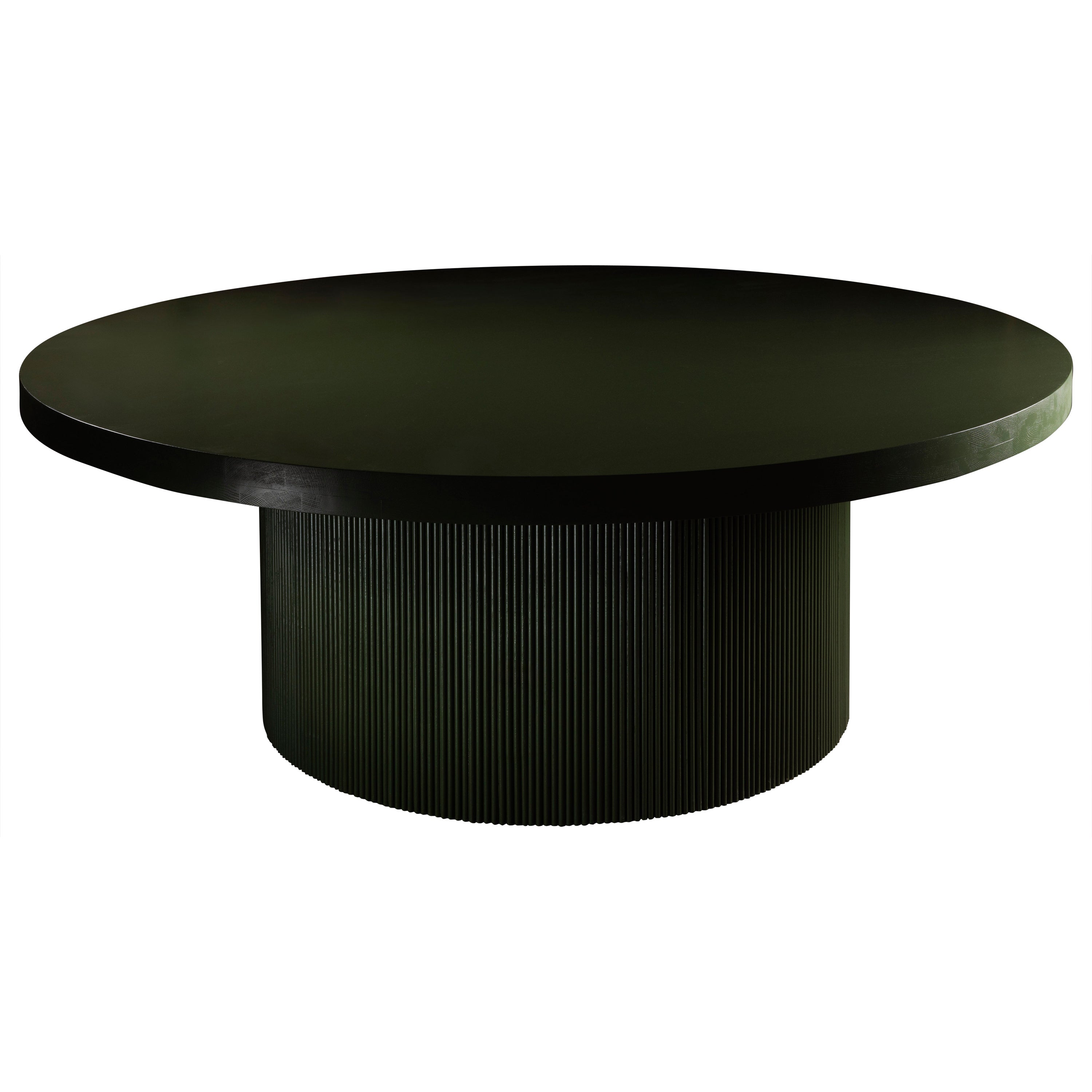 Round Beverly Green Dining Table with Fluted Round Base  For Sale