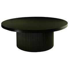 Round Beverly Green Dining Table with Fluted Round Base 