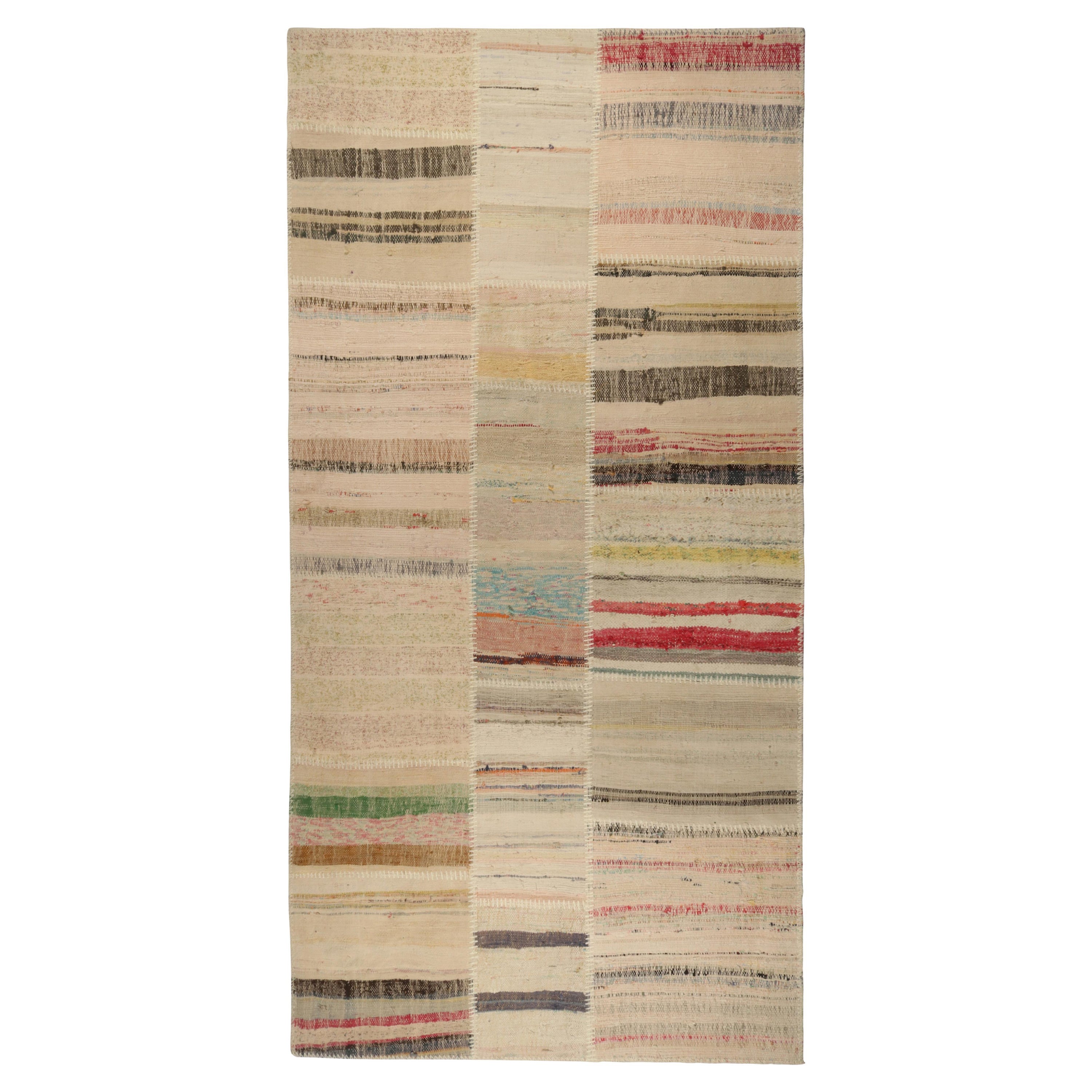 Patchwork-Kilim-Teppich von Rug & Kilim in mehrfarbigen Streifen im Angebot