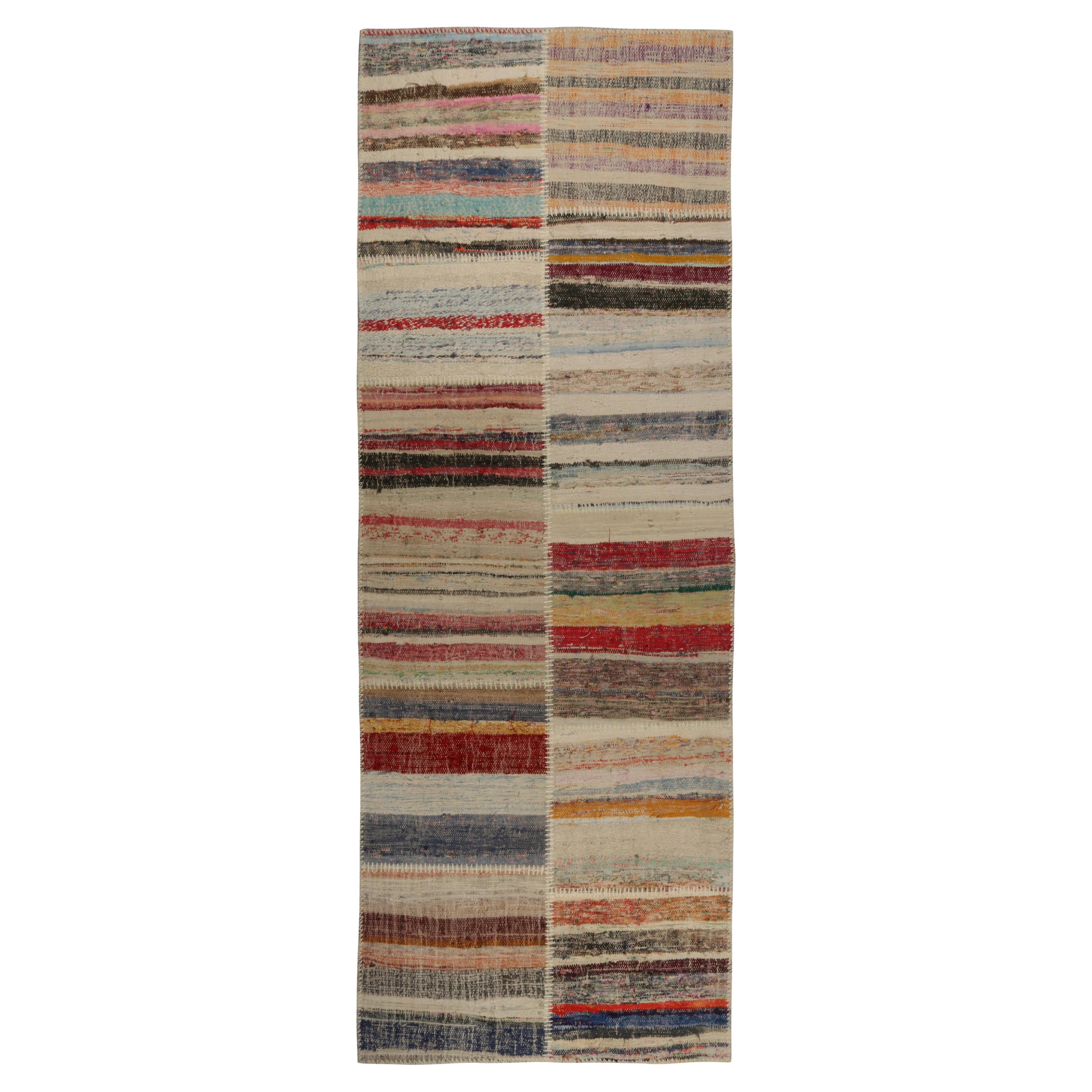 Rug & Kilim’s Patchwork Kilim Runner in Polychromatic Stripes