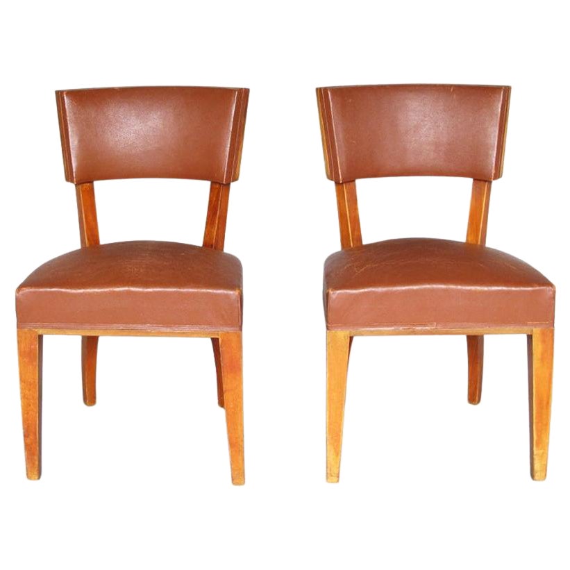 2 Fine French Art Deco Mahogany Side Chairs