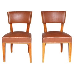 2 Fine French Art Deco Mahogany Side Chairs