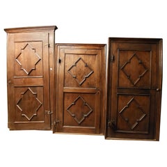 n.3 poplar interior carved doors, not identical, original iron and frame, Italy