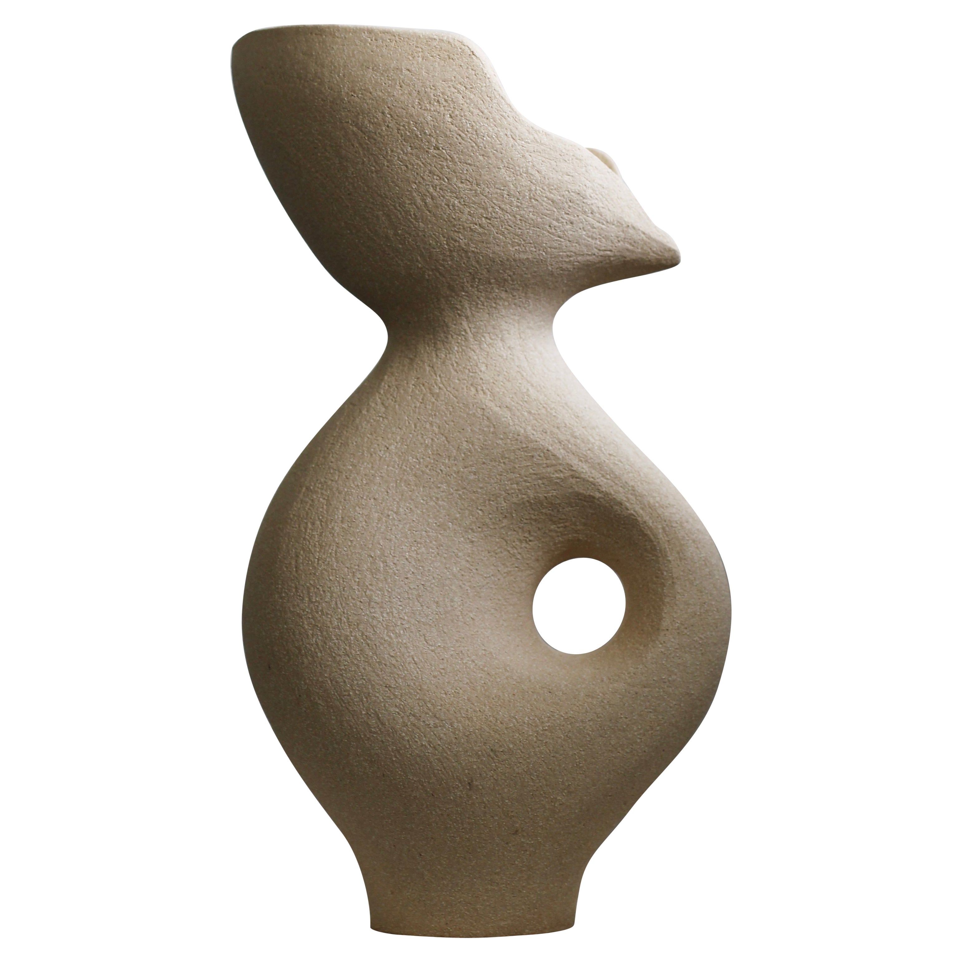 Cream White Stoneware Exo Table Lamp by Abid Javed For Sale