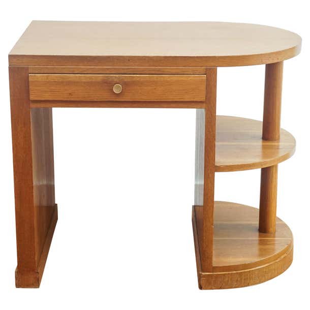 Diminutive French Oak Desk with Rounded End For Sale at 1stDibs