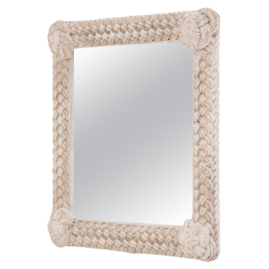 20th Century French Mirror with Knotted White Patinated Frame