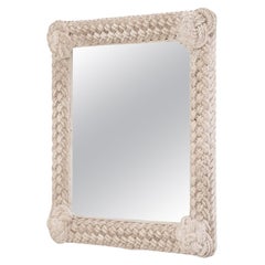 20th Century French Mirror with Knotted White Patinated Frame