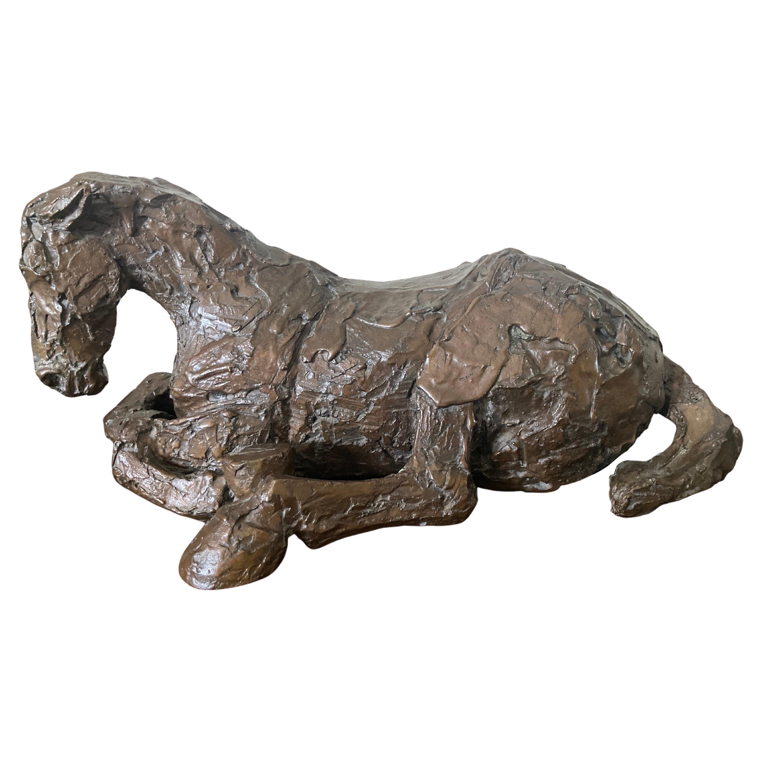 „Horse in the Rain V“  Bronze-Skulptur von Elisabeth Frink 