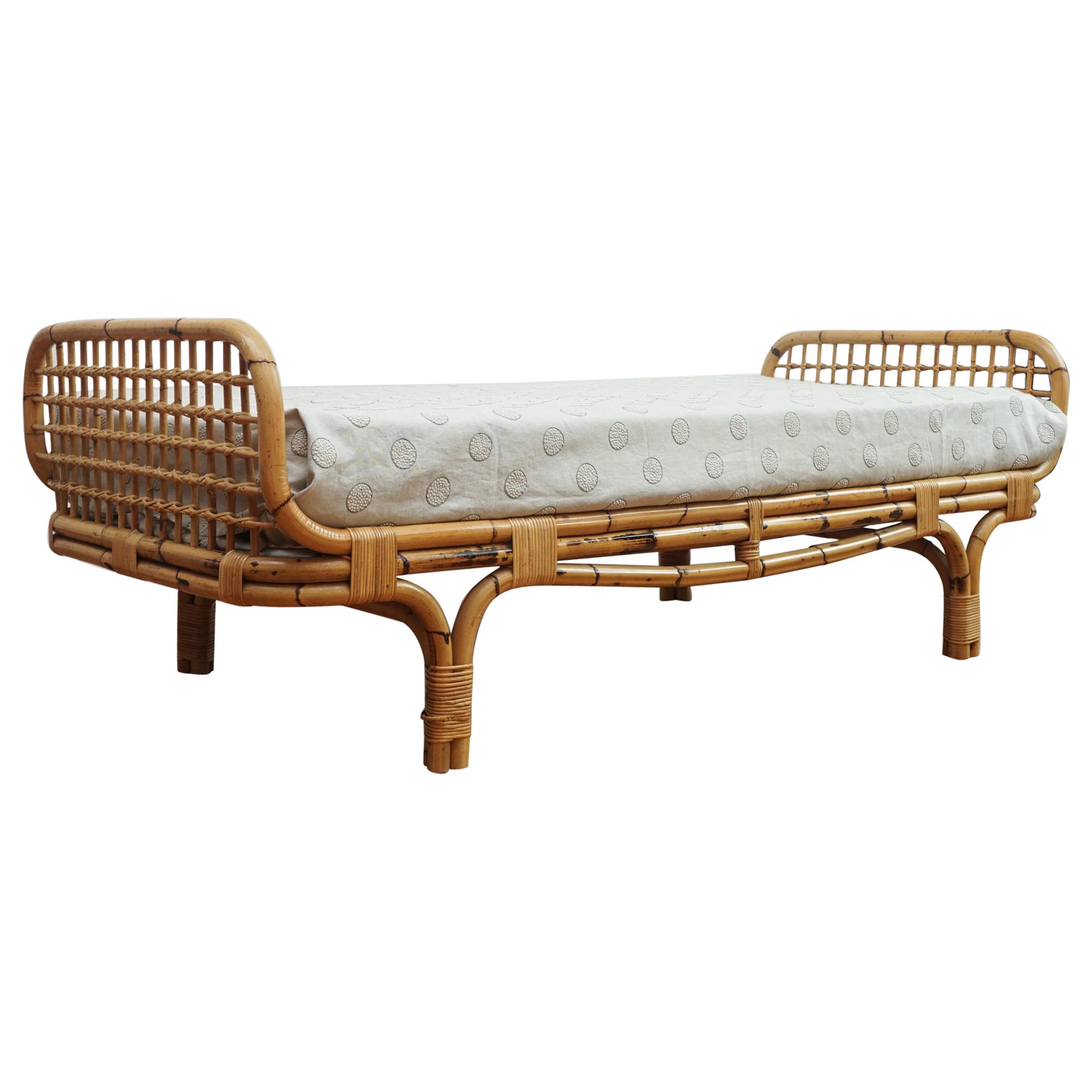 1960's French Bamboo Daybed For Sale