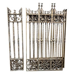 Vintage Mid 20th Century Large Pair of Bronze Driveway Entrance Gates with Side Panels  