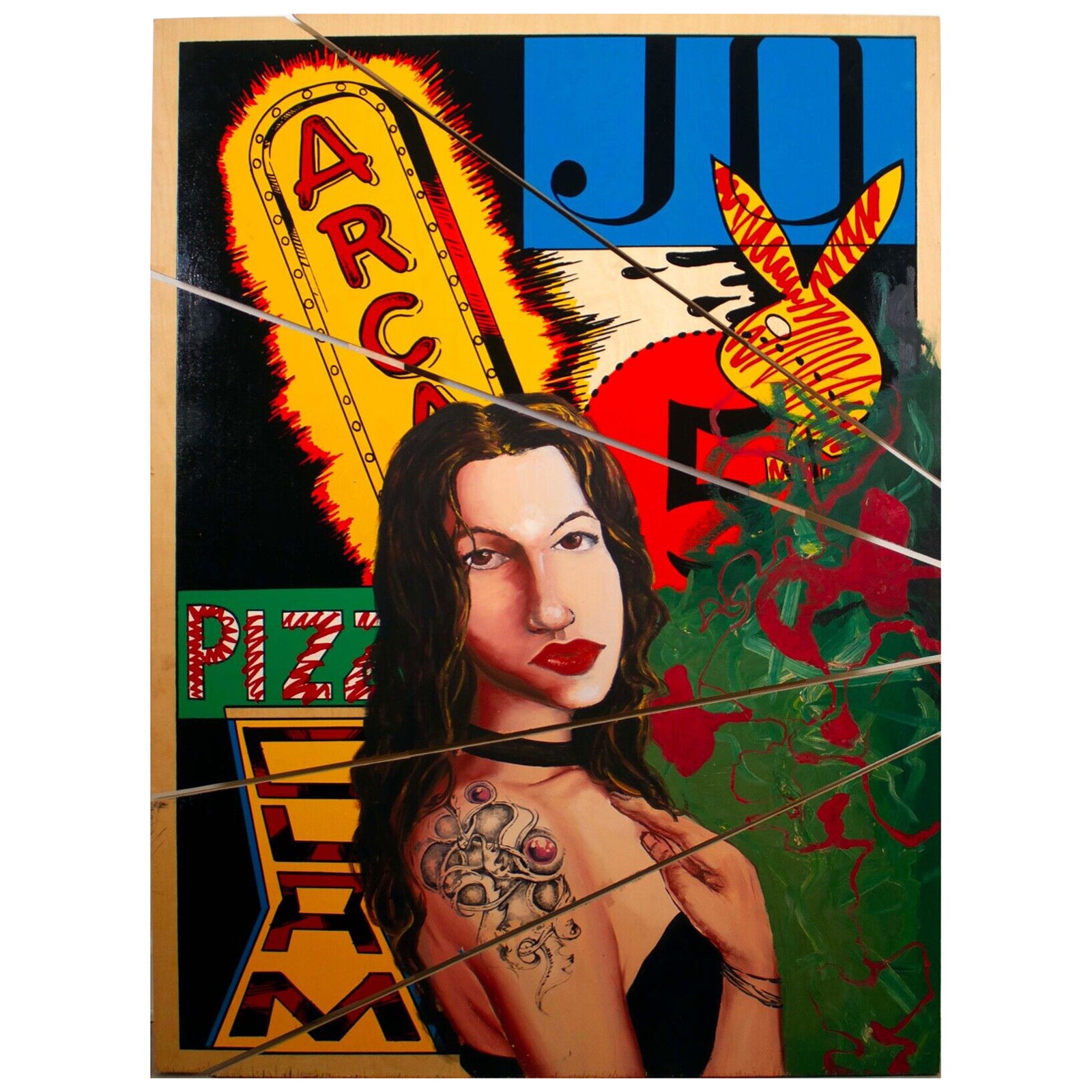 DAZE Chris Ellis Tattooed Girl Coney Island Signed Graffiti Street Art Portrait For Sale