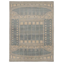 Rug & Kilims französischer Teppich im Art Deco-Stil in Blau und Creme mit geometrischen Mustern