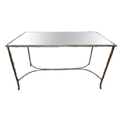 Vintage French Maison Baguès Bronze And Mirror Coffee Table