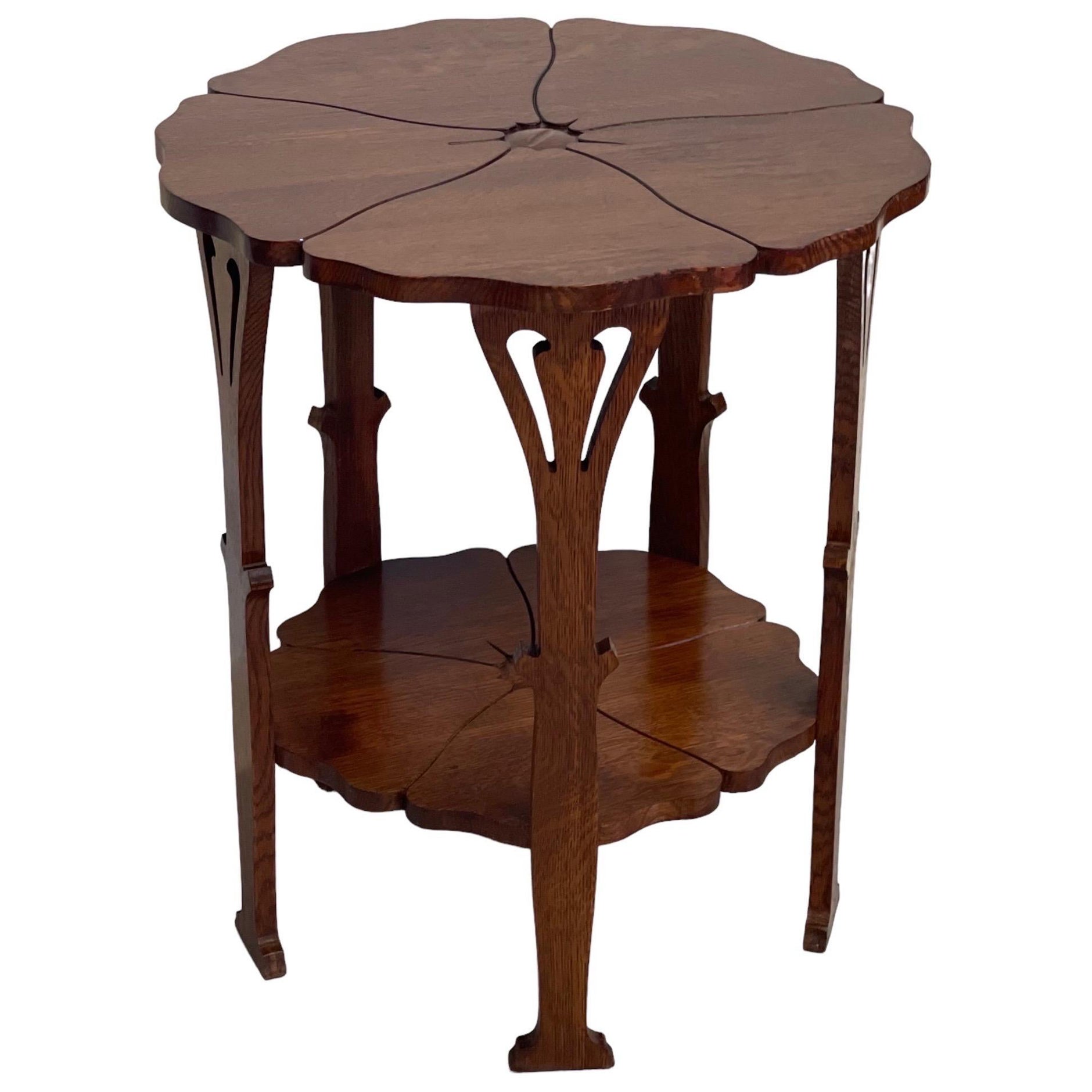 Delicately Designed Antique Gustave Stickily Poppy Table With Floral Motif
