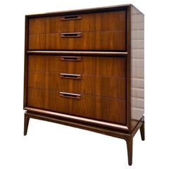 Retro Mid Century Modern Solid Walnut Dresser Dovetail Drawers by Stanley 