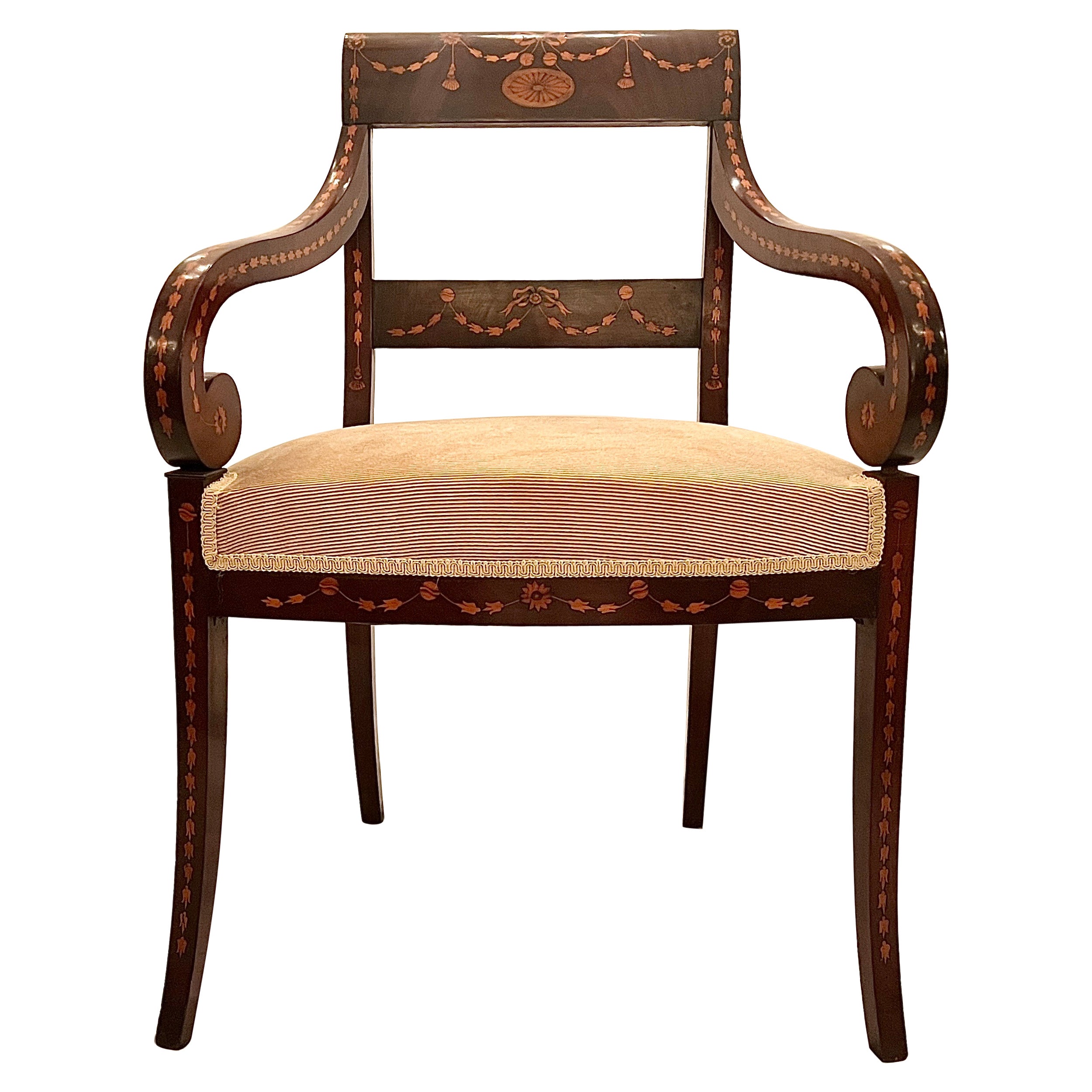 Antique Mahogany Desk Chair “Louis Philippe” Voltaire For Sale