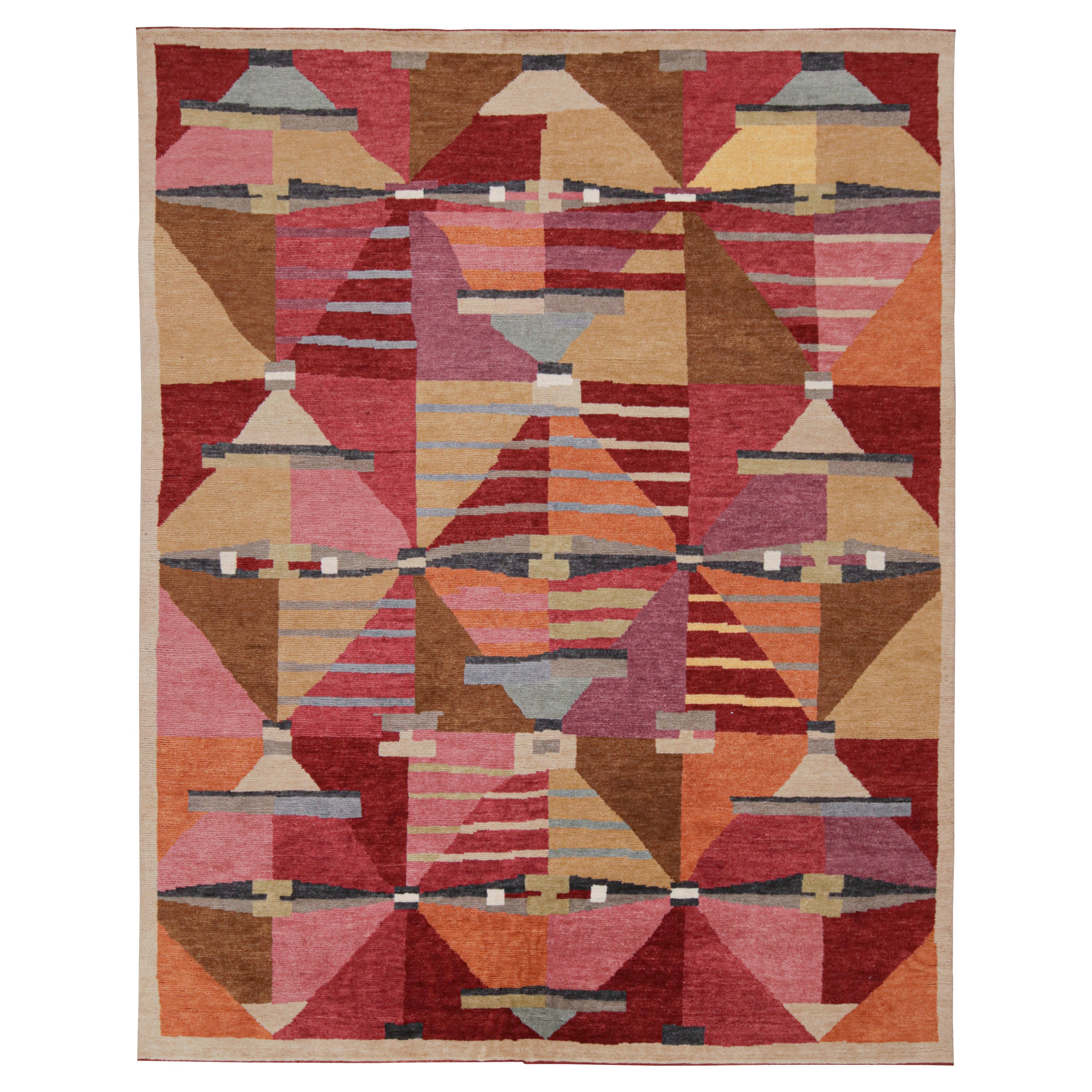 Rug & Kilim’s Scandinavian Style Custom Rug with Colorful Geometric Patterns For Sale